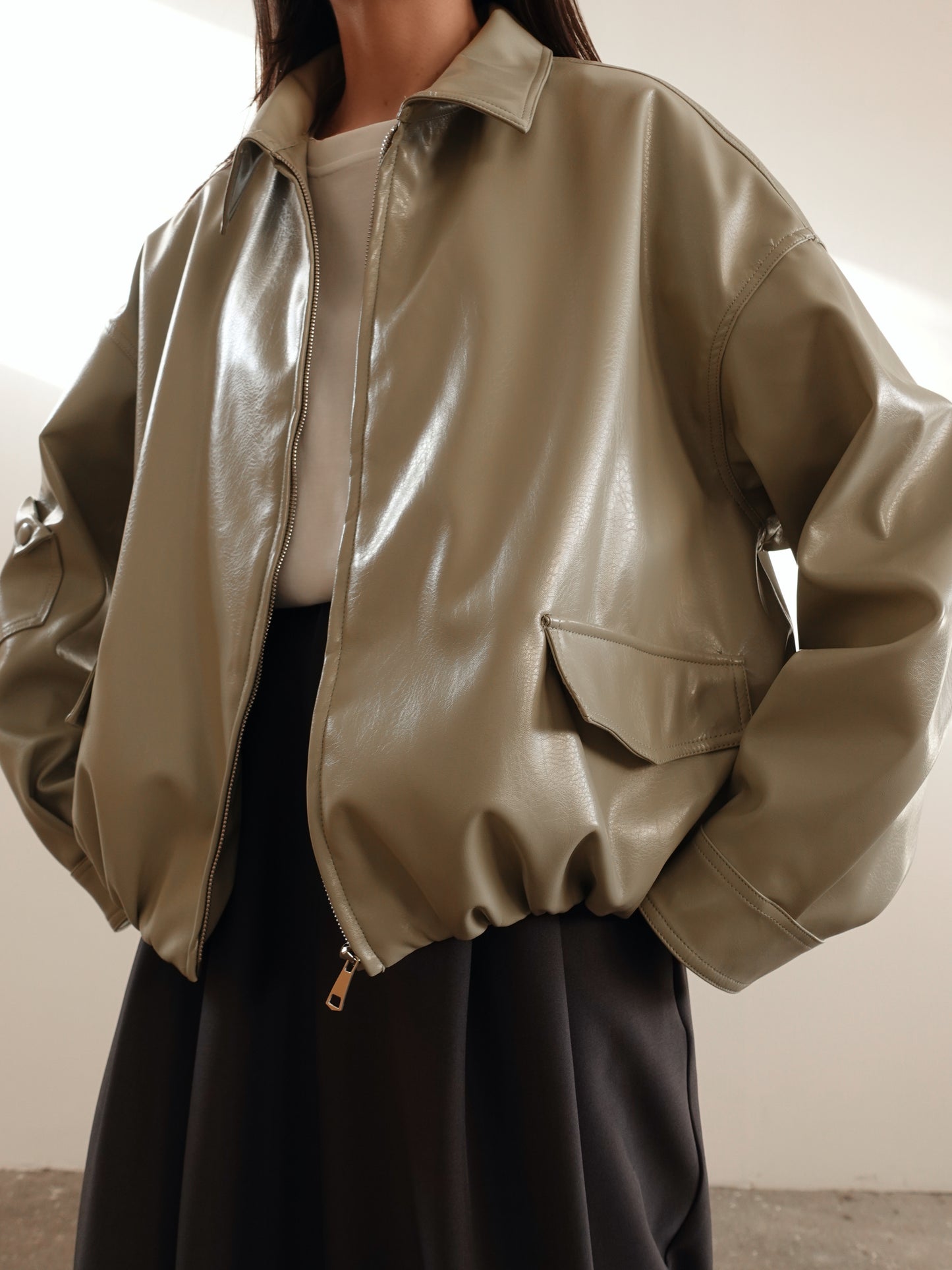 GIACCA BALLOON IN ECOPELLE - SALVIA 80719