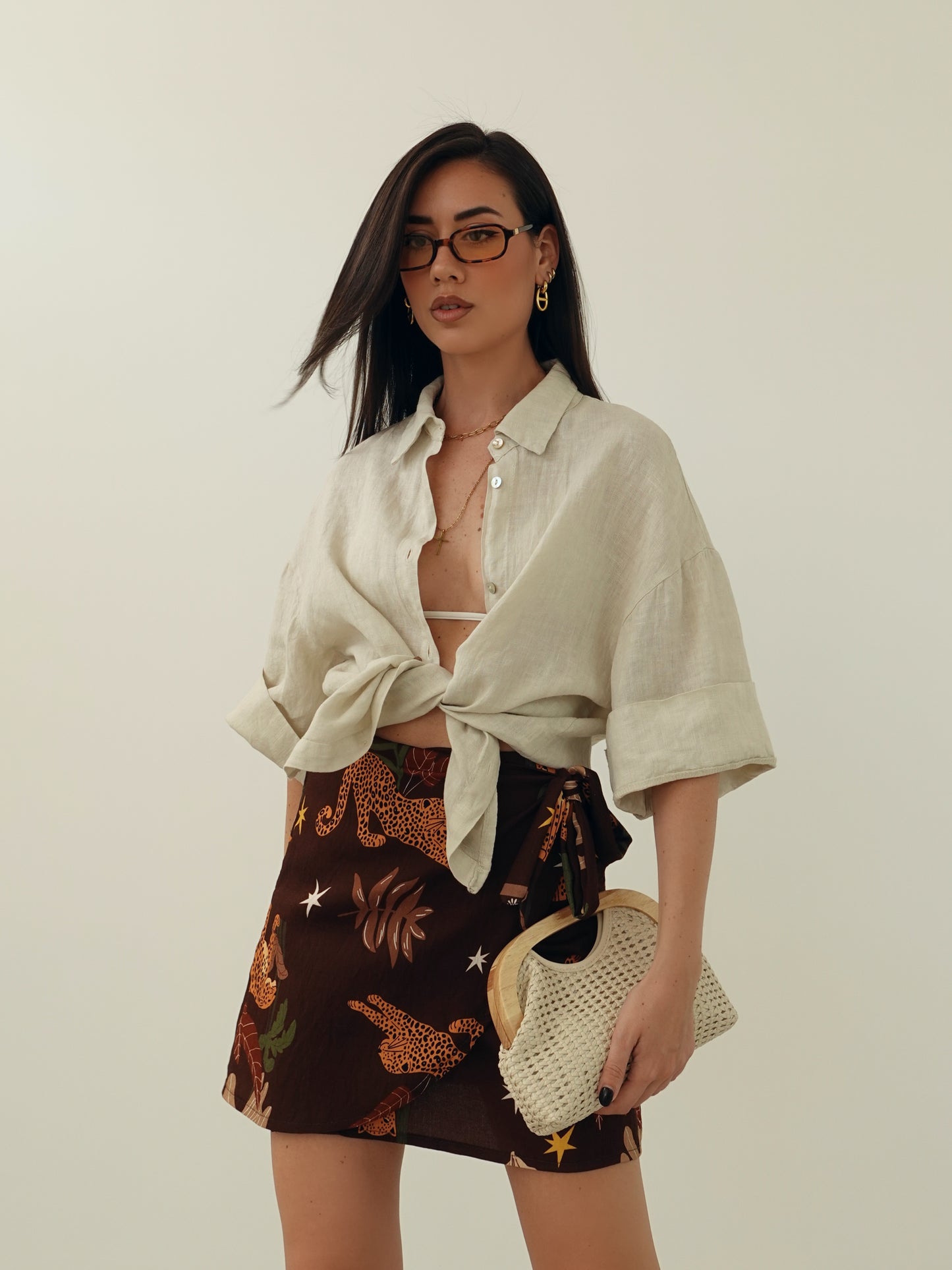 MINI GONNA PAREO JUNGLE - MARRONE 28748