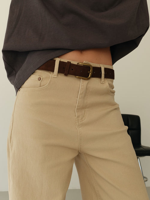 PANTALONI WIDE LEG CON CINTURA - BEIGE 202446