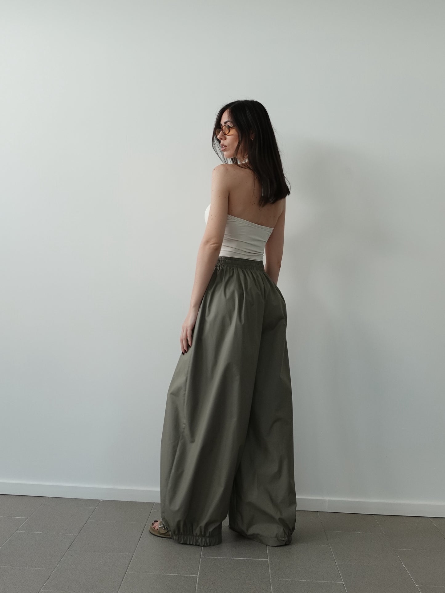 PANTALONI BAGGY BALLOON IN COTONE - VERDE CNZ21