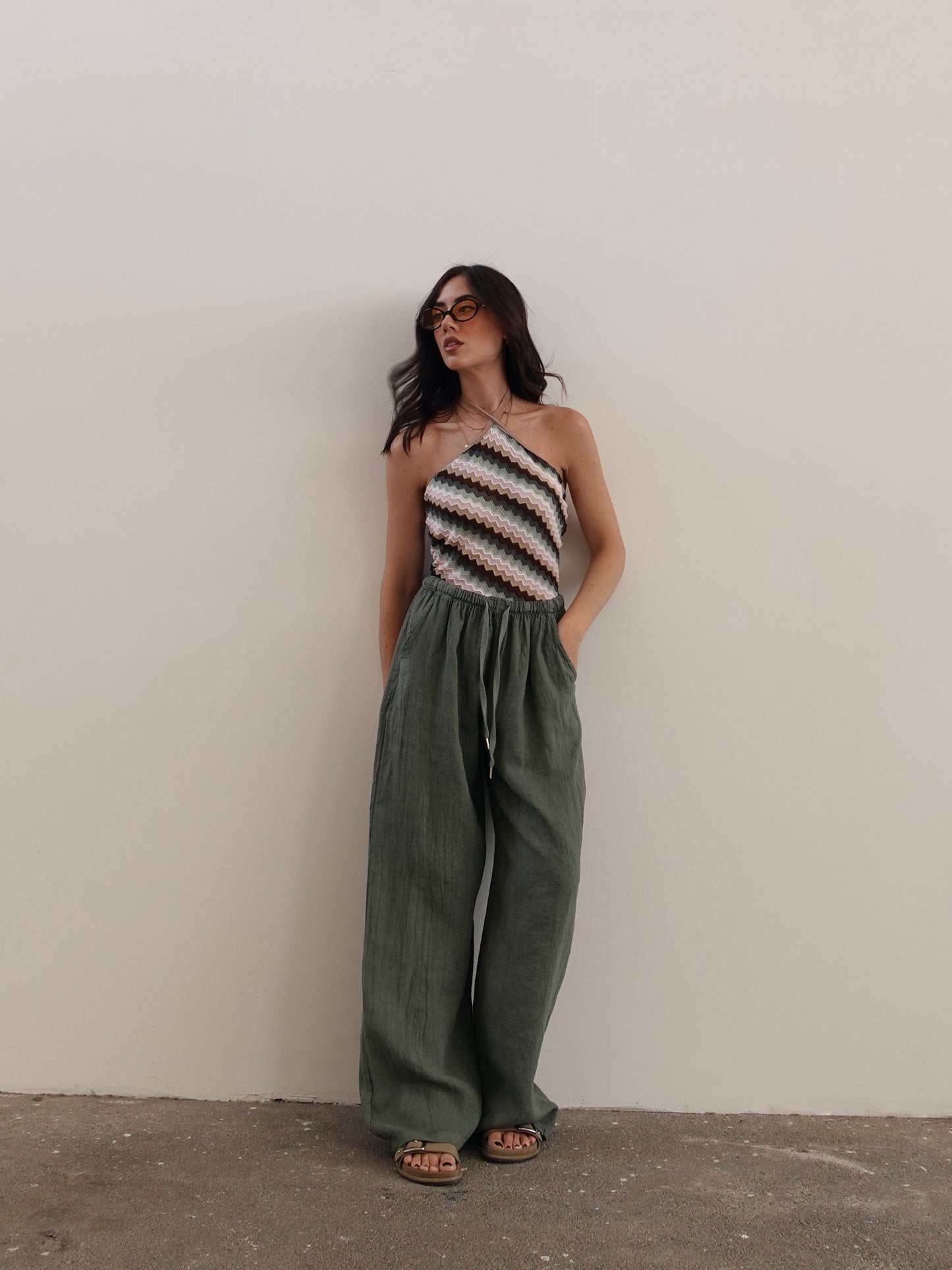 PANTALACCIO 100% LINO - VERDE 24205