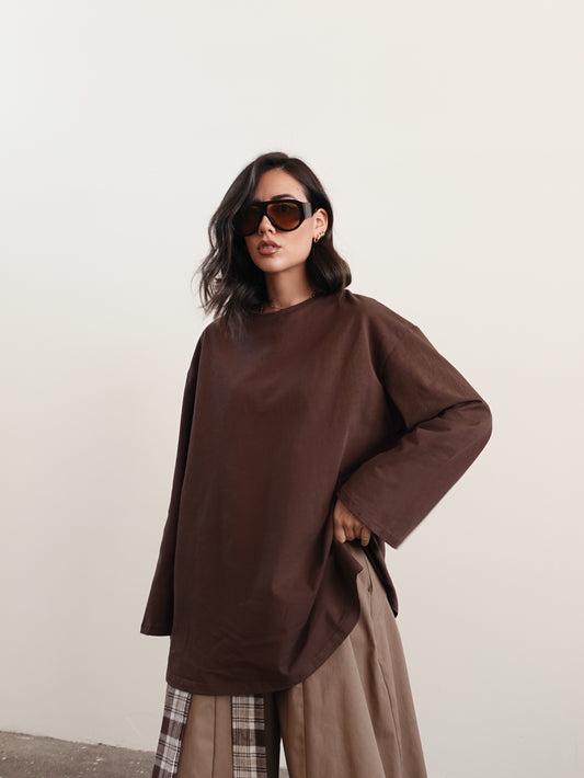 LONG-SLEEVE IN COTONE - MARRONE 3205