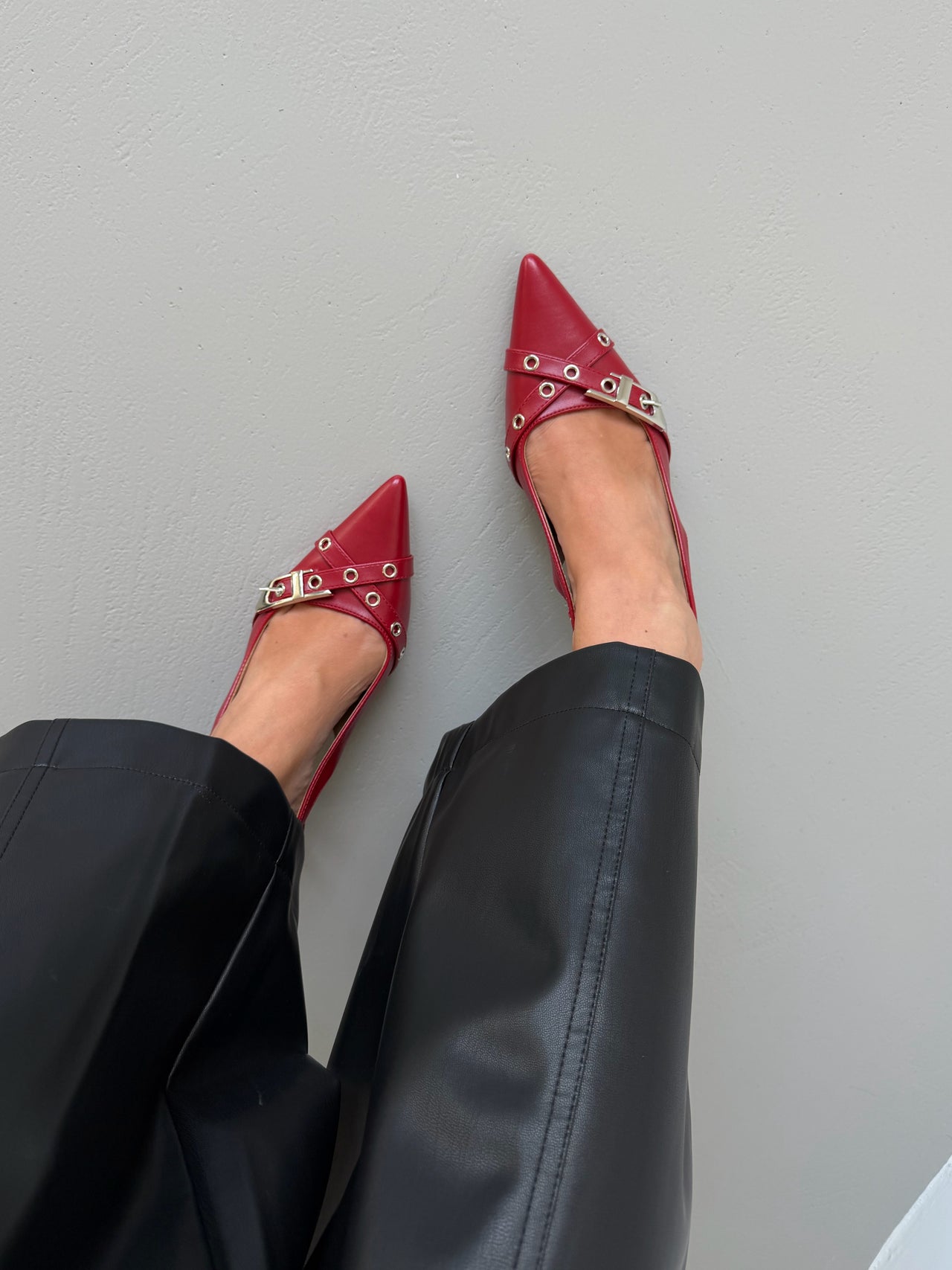 SLINGBACK BIKER - ROSSO KL2926