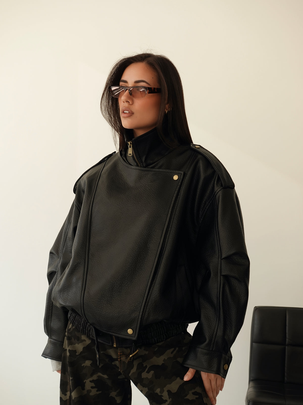 GIACCA OVER TOP GUN IN ECOPELLE - NERO 30384