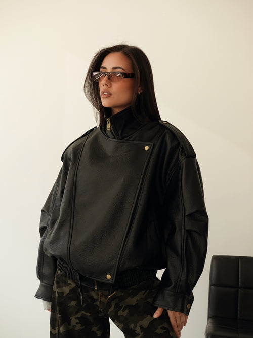 GIACCA OVER TOP GUN IN ECOPELLE - NERO 30384