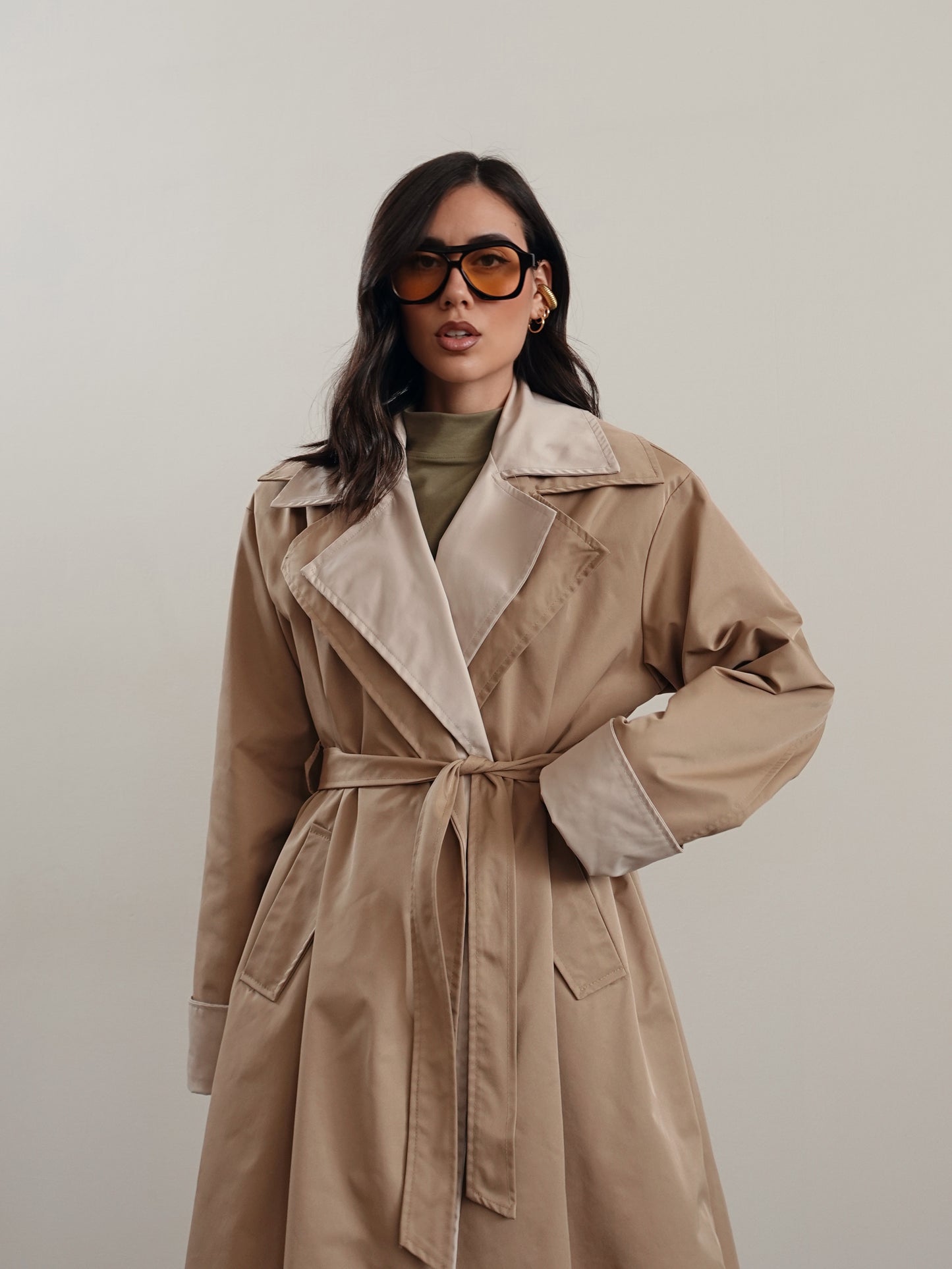 TRENCH LUNGO BICOLOR - CAMEL/BEIGE 25108