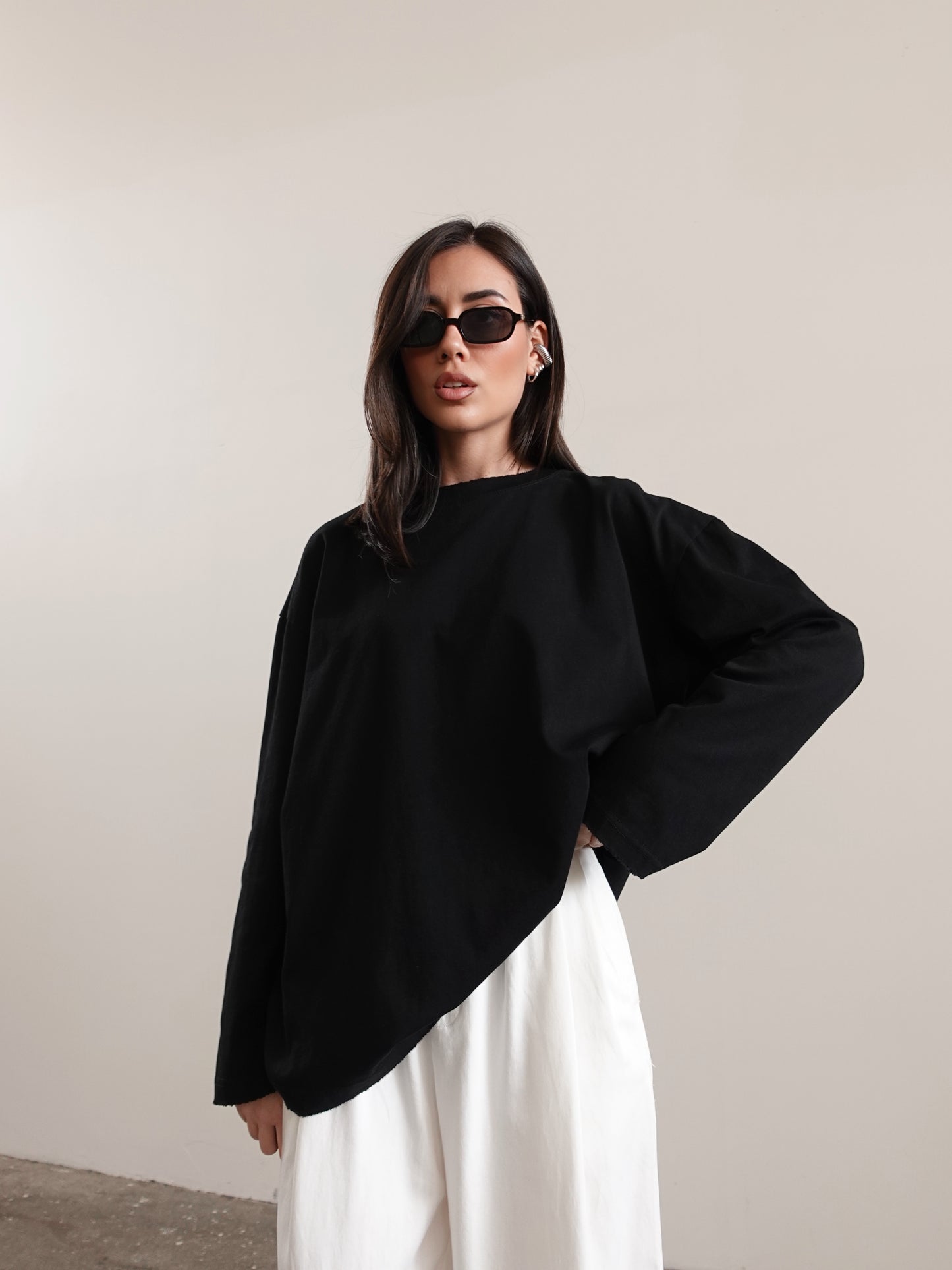 LONG-SLEEVE IN COTONE - NERO 19298