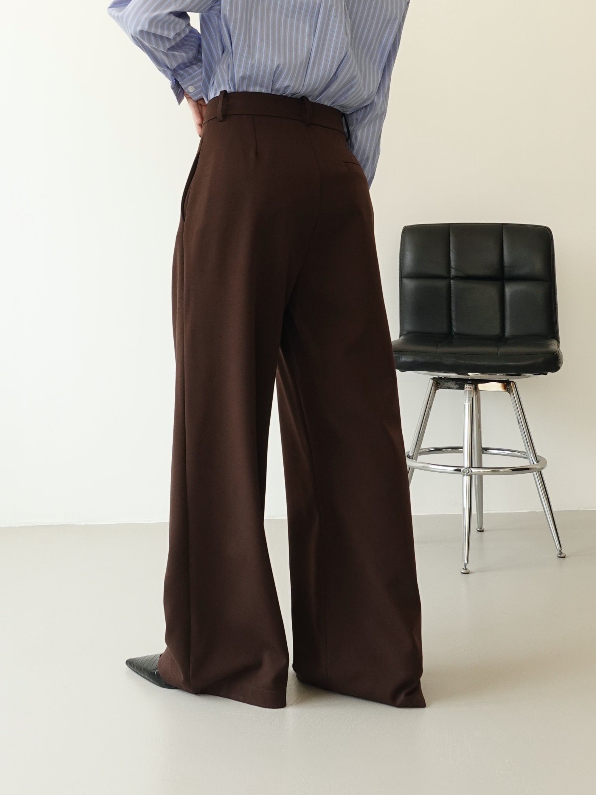 PANTALONI WIDE LEG LUMINA - CIOCCOLATO Y0280