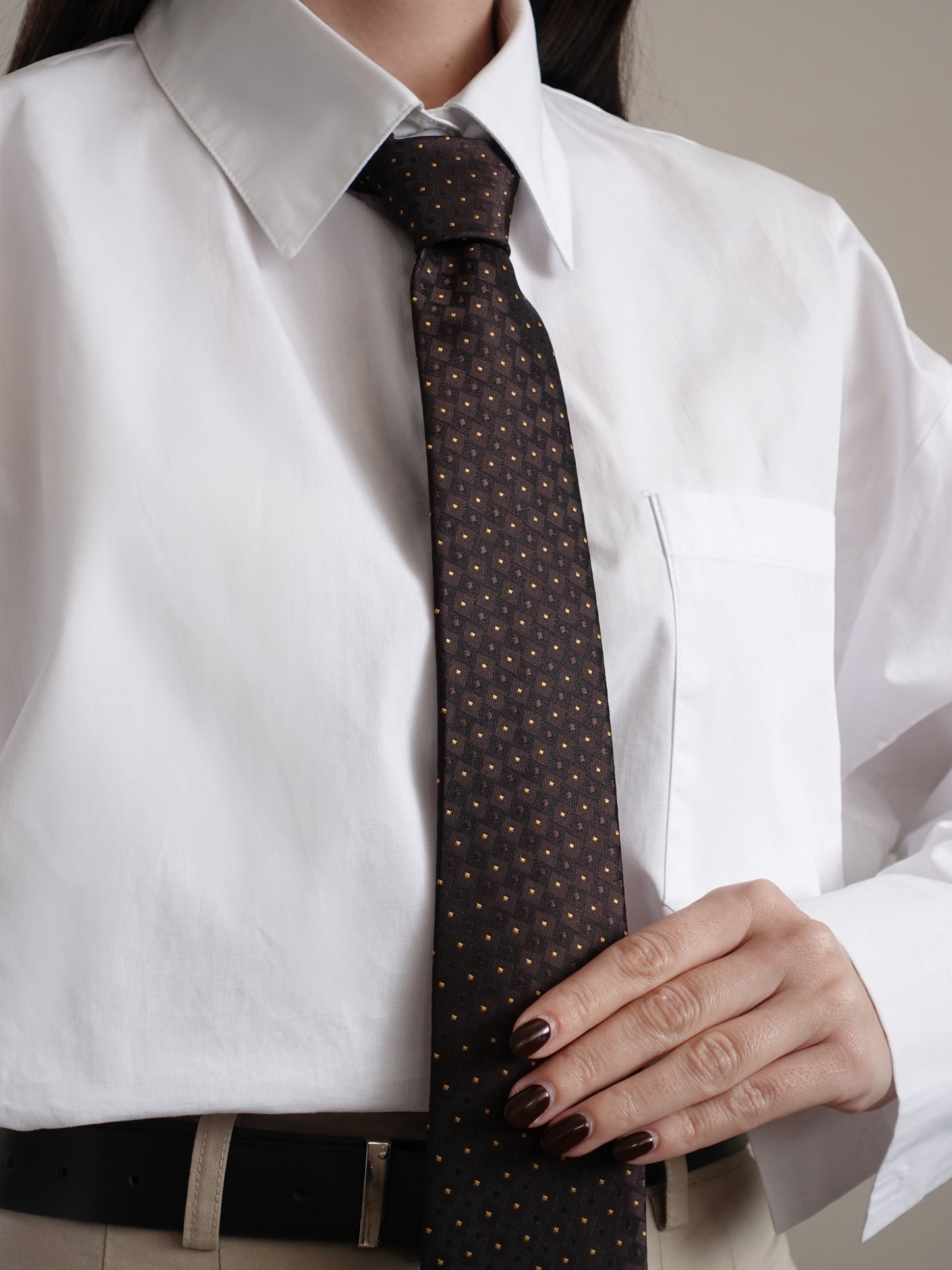 CRAVATTA MAN POIS - CHOCOLATE/GIALLO