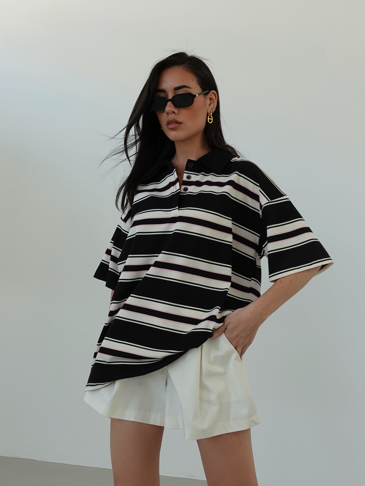 POLO OVERSIZE A RIGHE (COLORI VARI) 76661