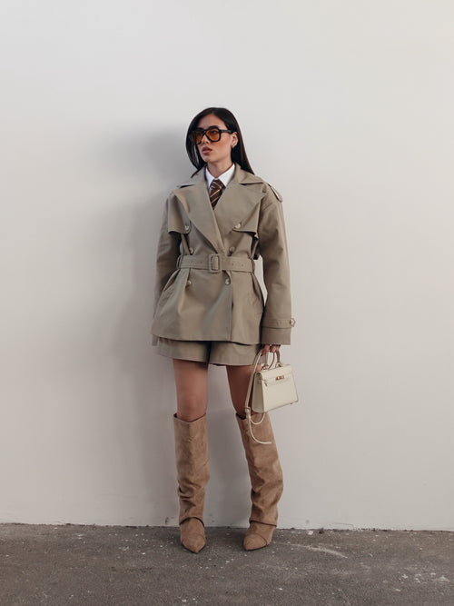 GIACCA TRENCH JANE CON CINTURA - KHAKI 7126