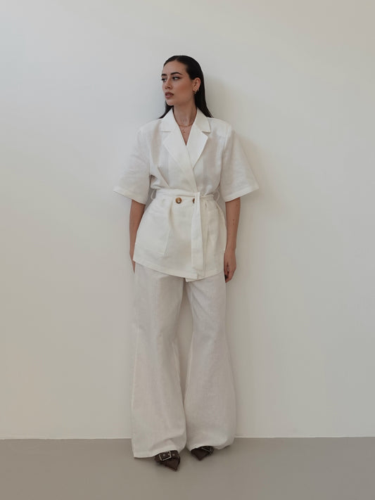 COORDINATO IN LINO SAINT TROPEZ - BIANCO 26246