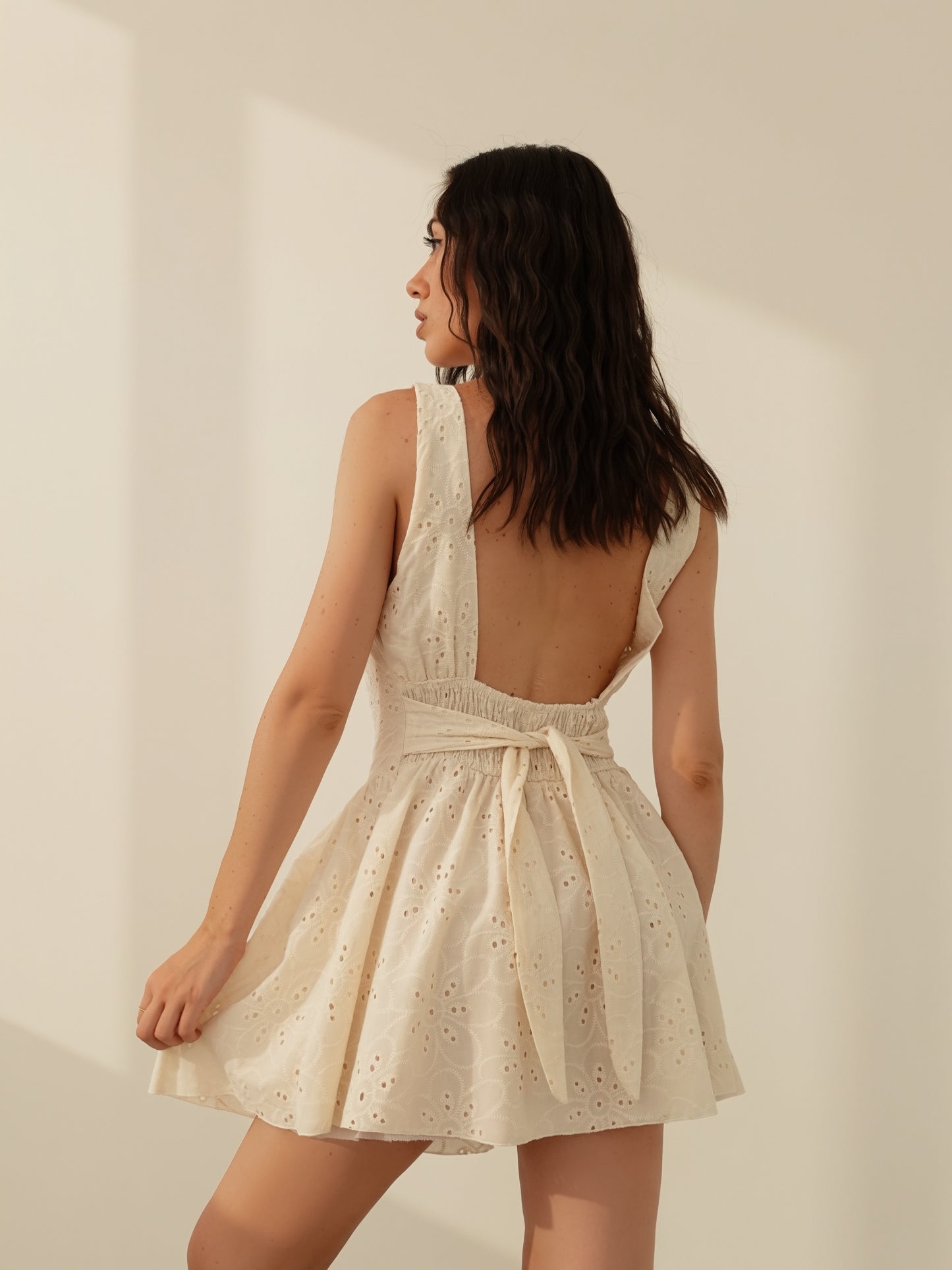MINI DRESS IN PIZZO SANGALLO - BURRO 59177