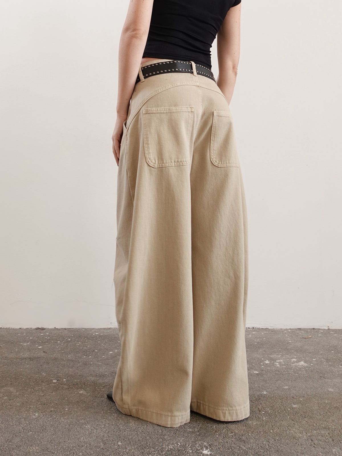 JEANS BAGGY BALLOON BEIGE CON CINTURA 58016