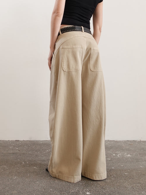 JEANS BAGGY BALLOON BEIGE CON CINTURA 58016