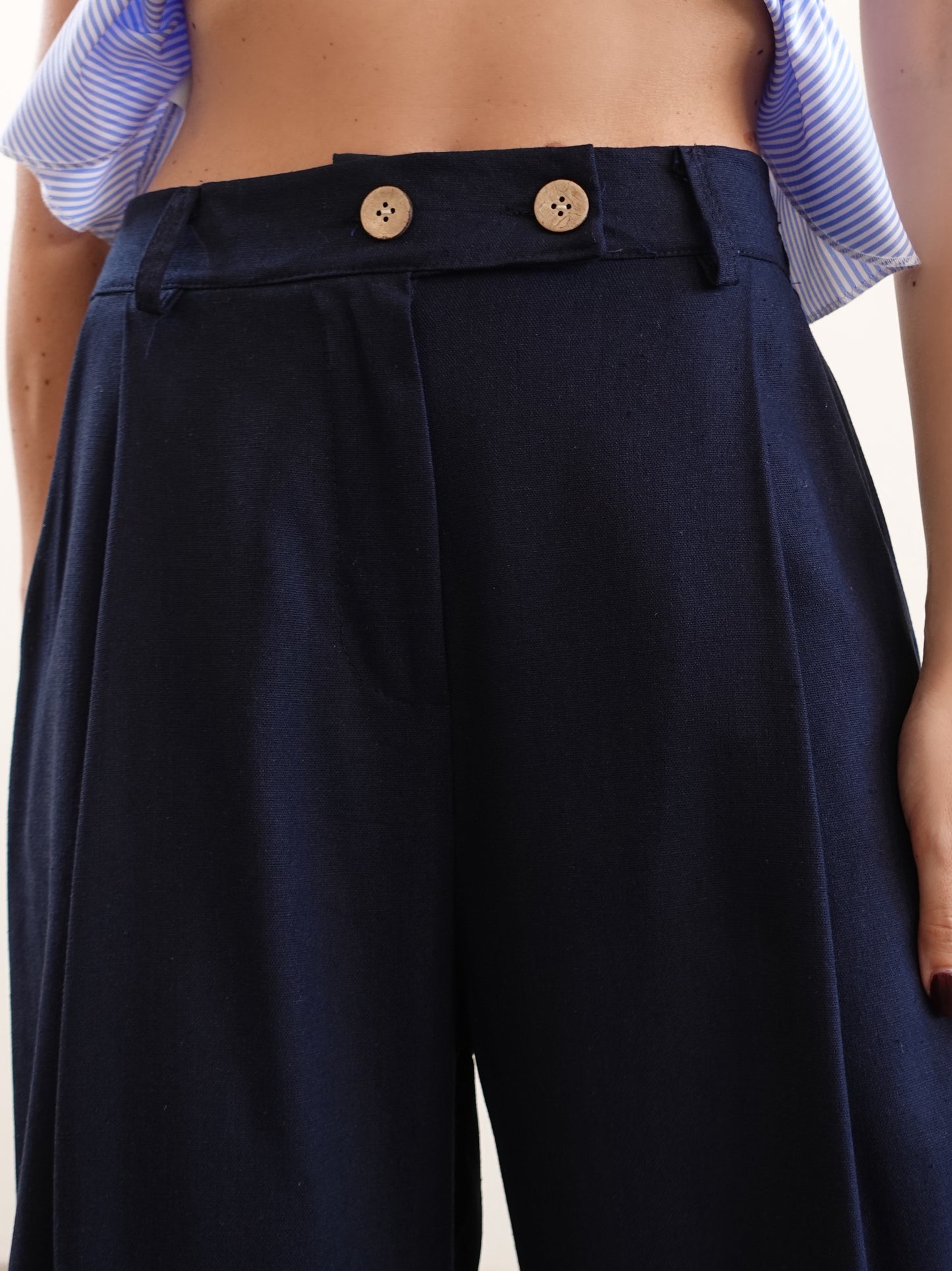 PANTALONI MISTO LINO/VISCOSA - BLU 5845