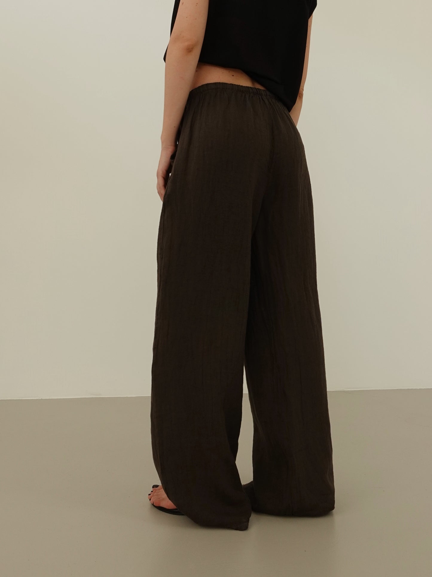 PANTALACCIO 100% LINO - CIOCCOLATO 24205