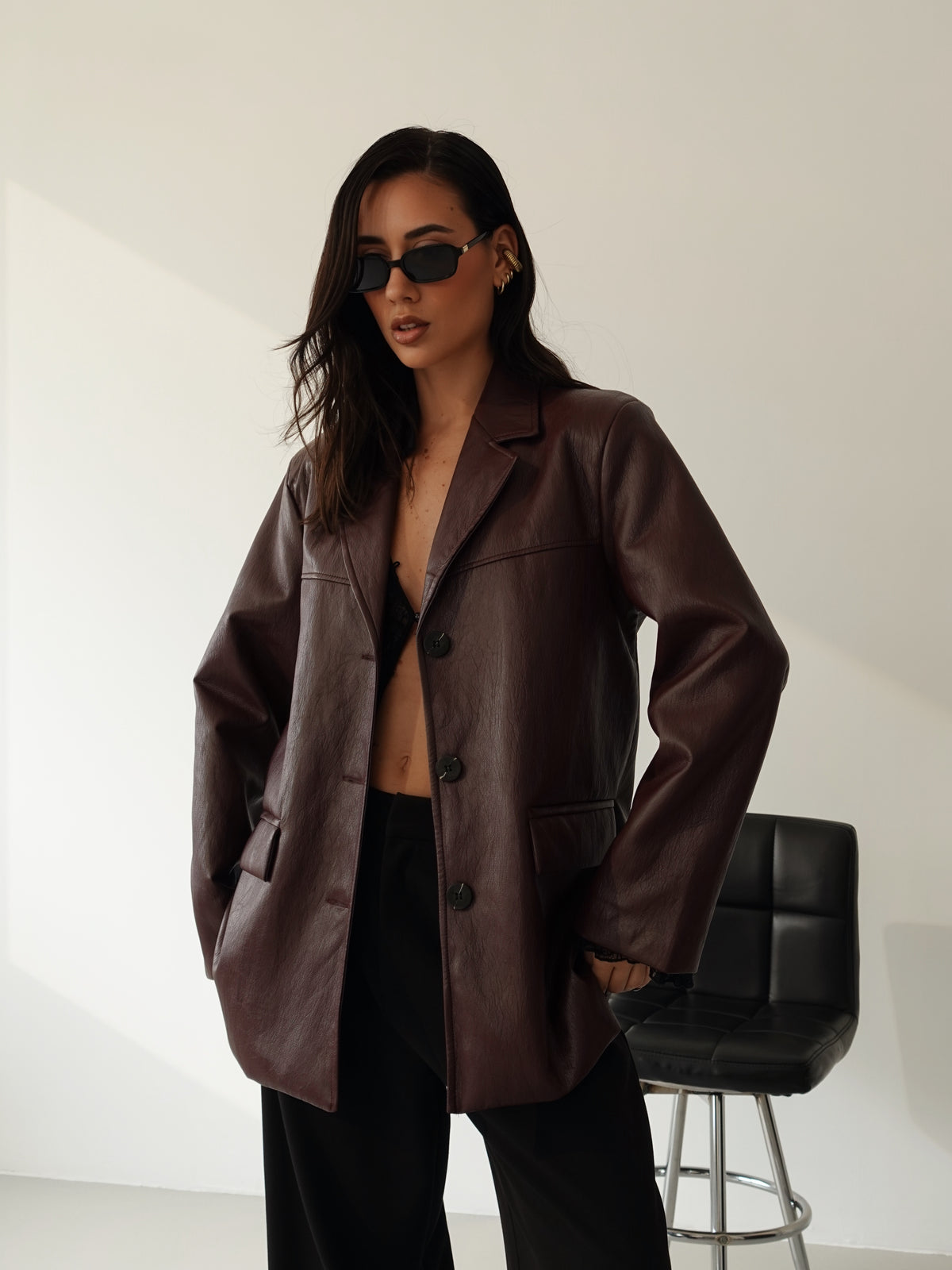 BLAZER DADDY IN ECOPELLE - WINE 25018