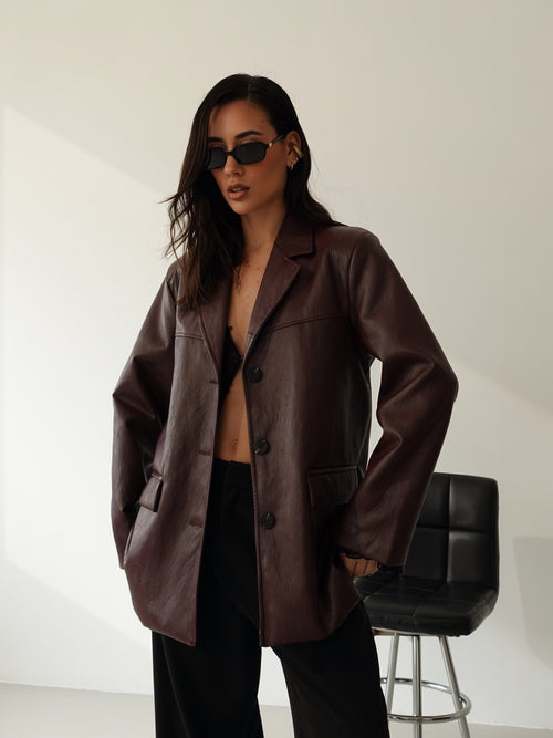 BLAZER DADDY IN ECOPELLE - WINE 25018