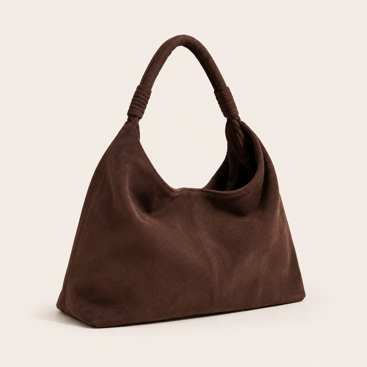 HOBO BAG MORBIDA IN ECOCAMOSCIO - MARRONE