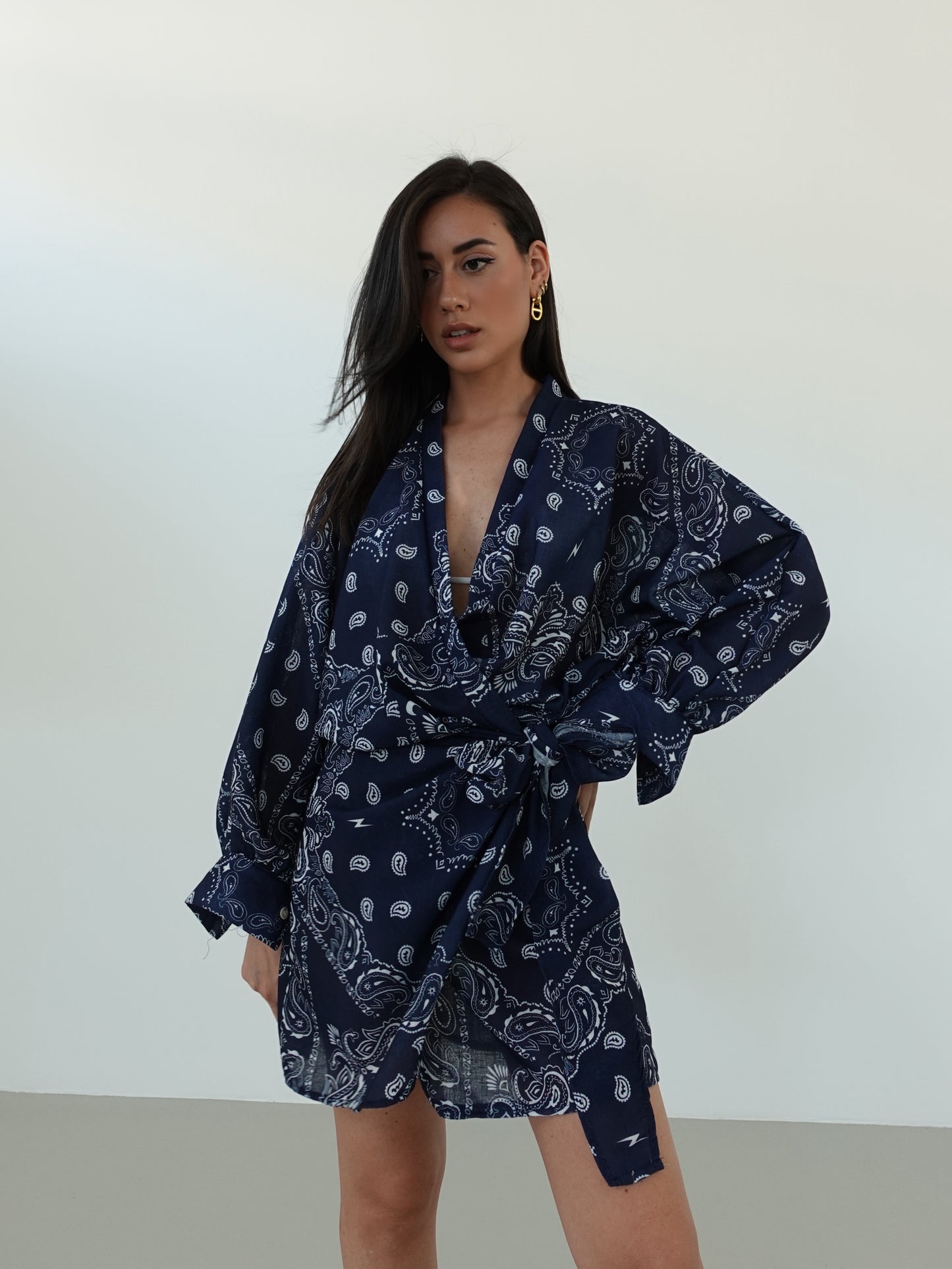MINI DRESS BANDANA A PORTAFOGLIO  - BLU 668088