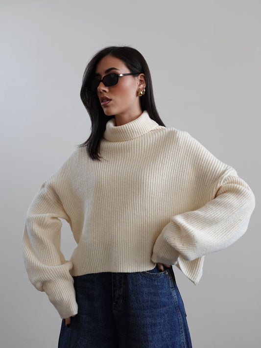 MAGLIONE COLLO ALTO - PANNA 3118