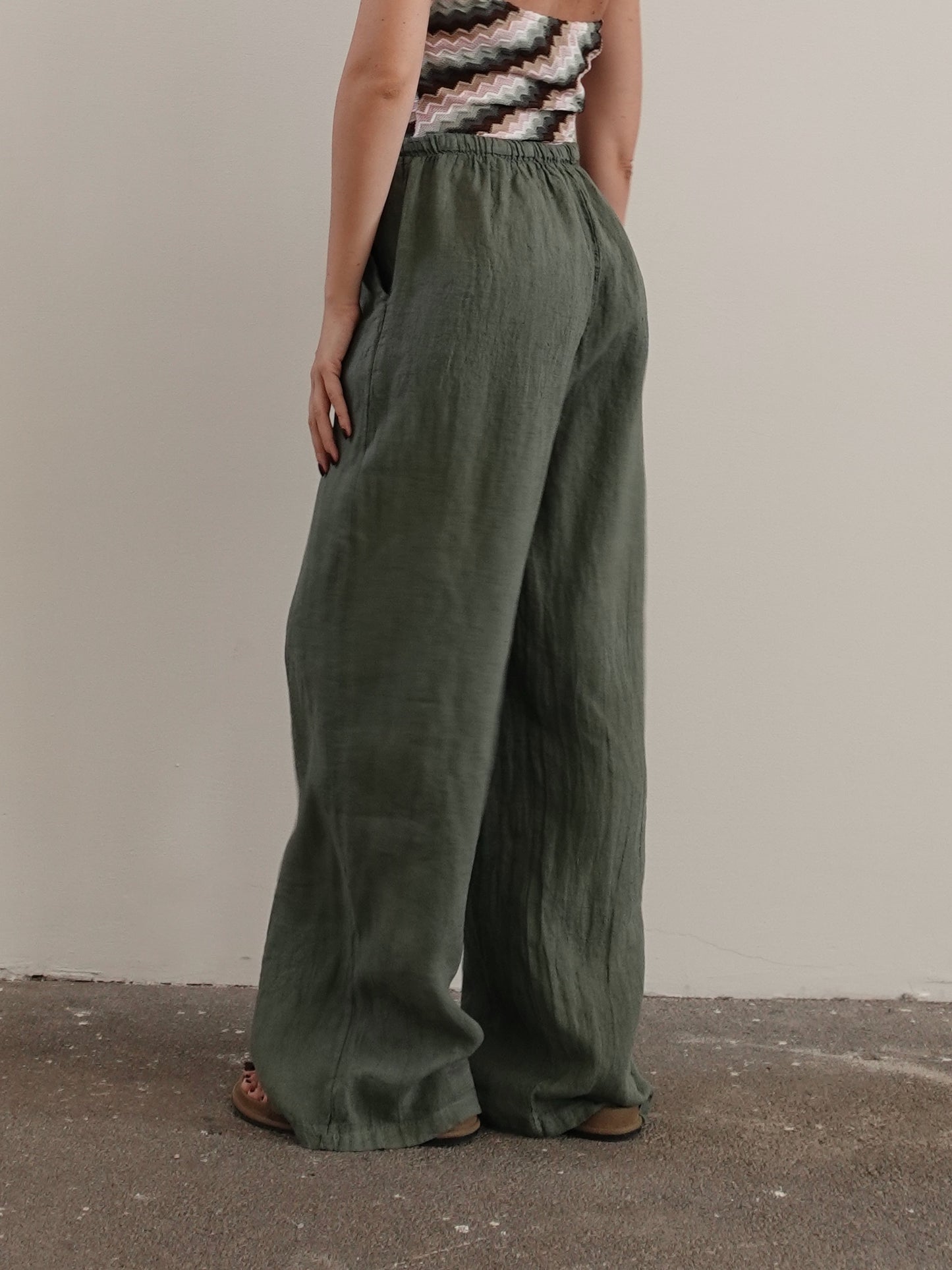 PANTALACCIO 100% LINO - VERDE 24205