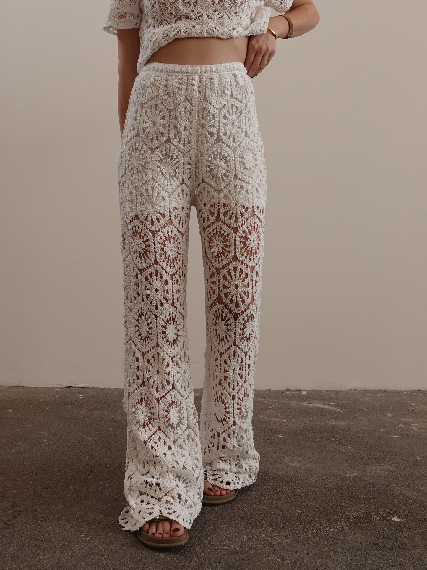 PANTALONI CROCHET BALI - BIANCO 28051