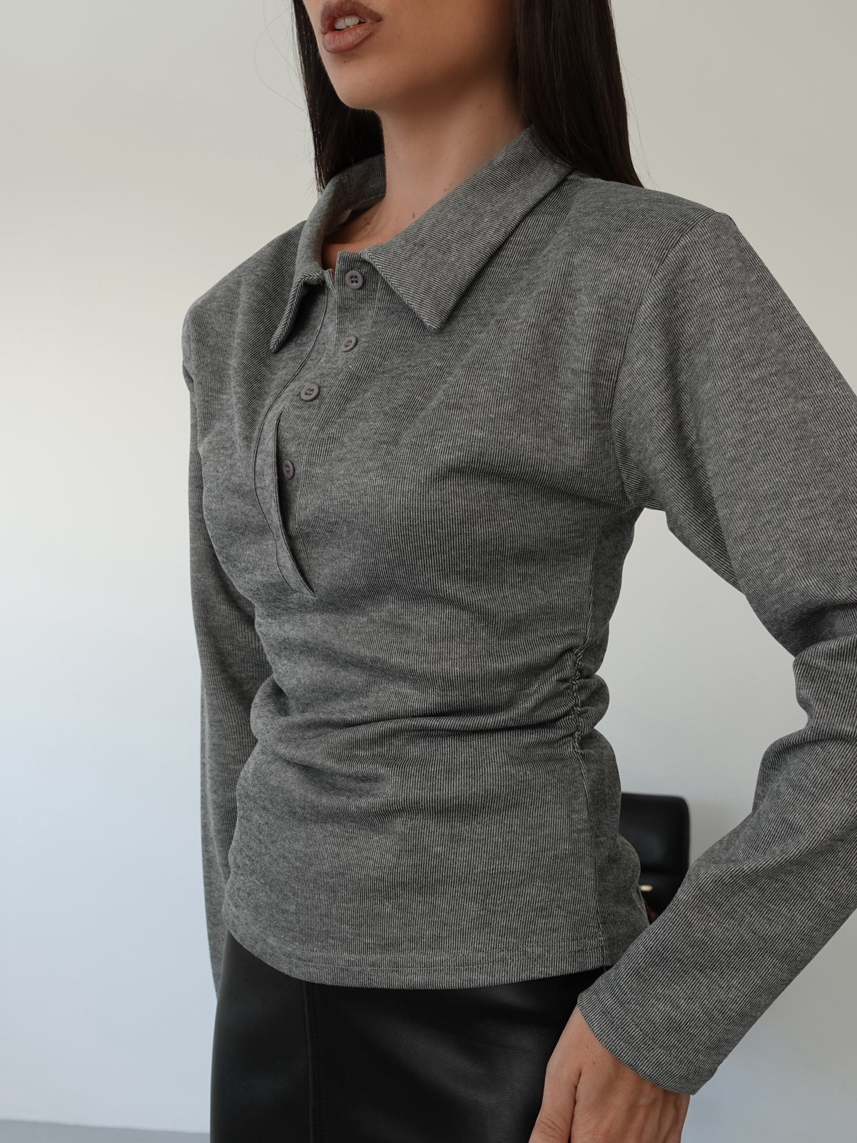 POLO FLUFFY CON SPALLINE - GRIGIO 15239