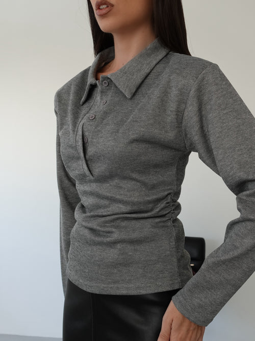 POLO FLUFFY CON SPALLINE - GRIGIO 15239