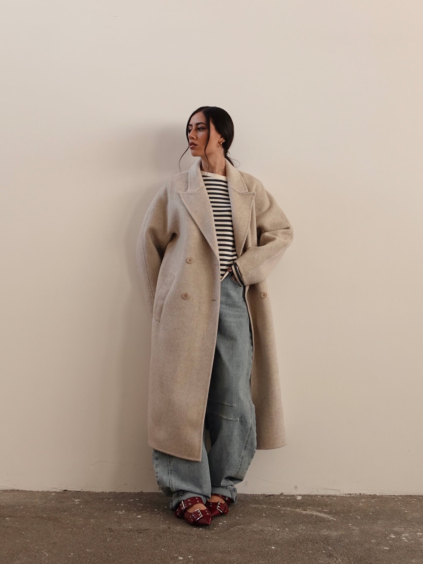 CAPPOTTO OVERSIZE IN LANA - PANNA N05