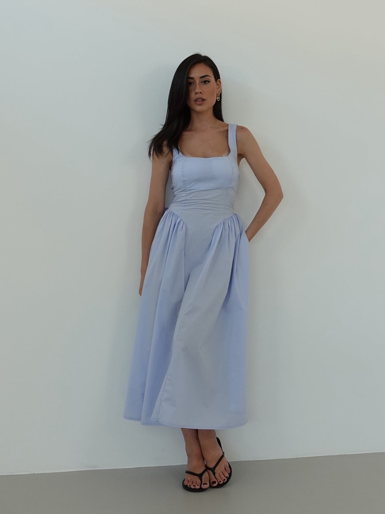 LONG DRESS BON TON IN COTONE - AZZURRO 7000