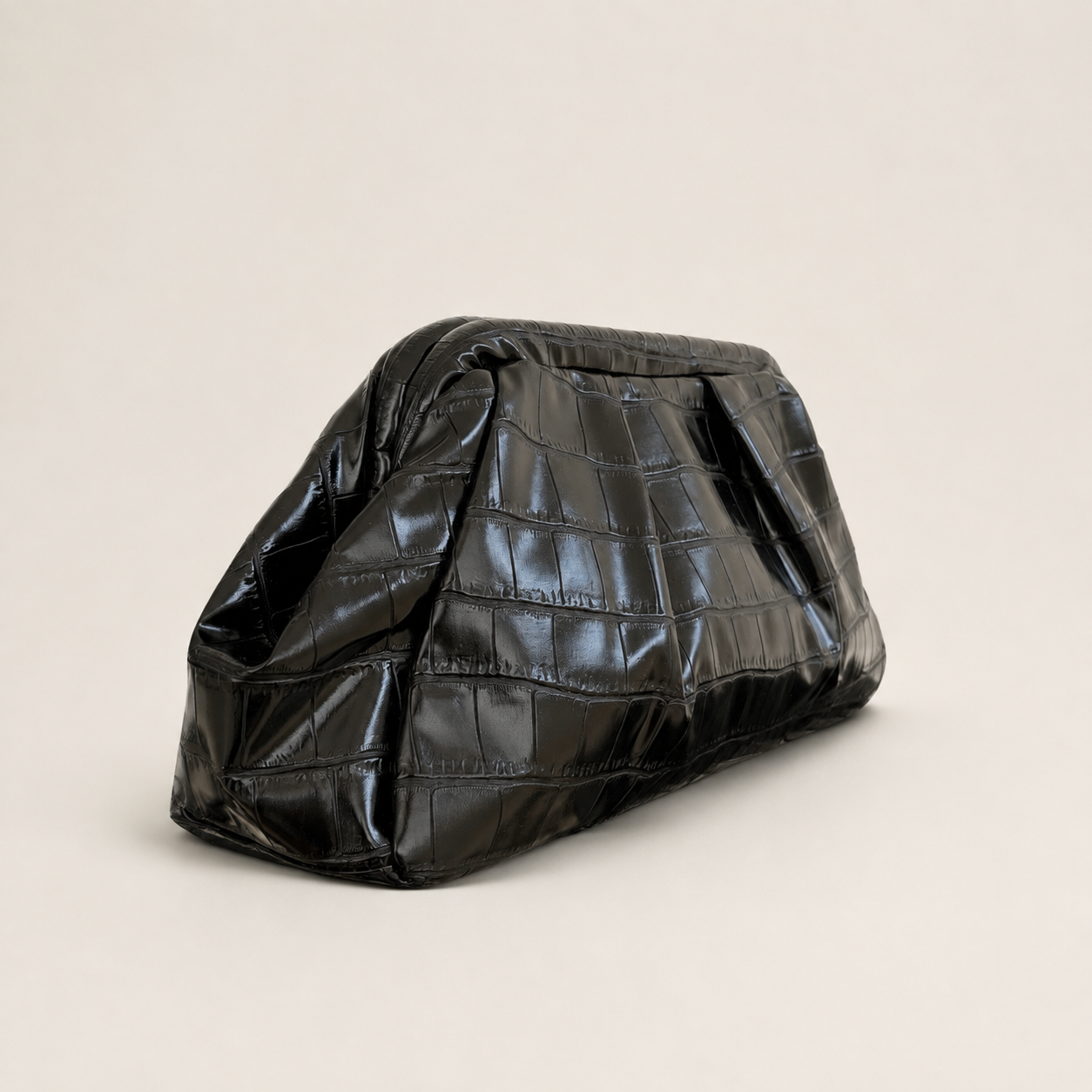 POUCH BAG CROCO - NERO