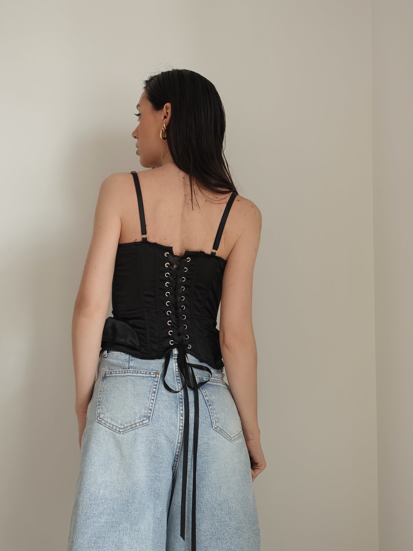CORPETTO IN RASO CON PIZZO - NERO 50074