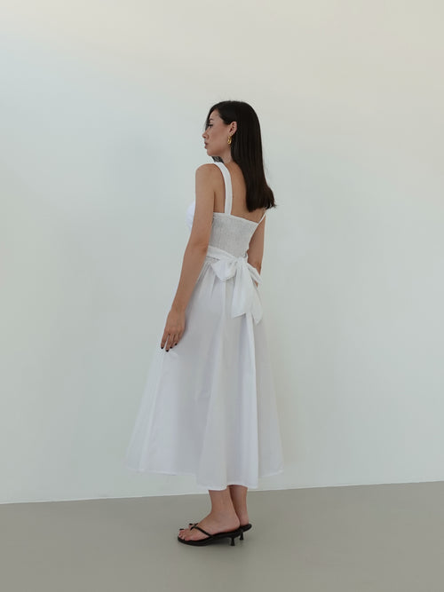 LONG DRESS BON TON IN COTONE - BIANCO 7000