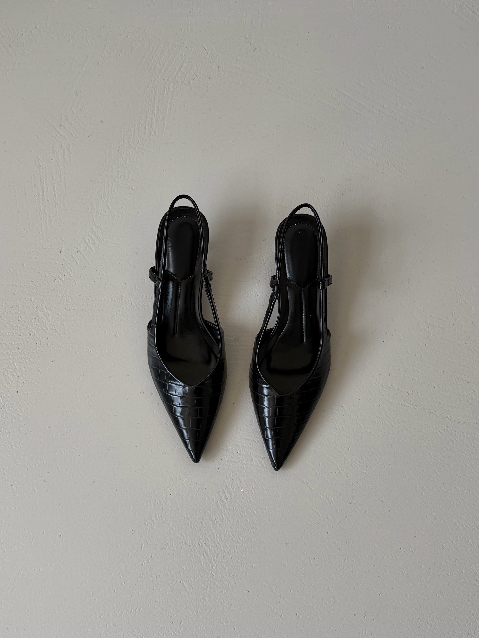 SLINGBACK KITTEN CROCO - NERO M870