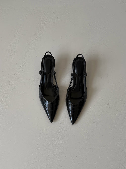 SLINGBACK KITTEN CROCO - NERO M870