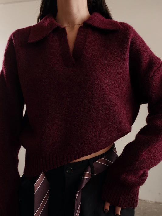 MAGLIONCINO POLO IN LANA - WINE 328