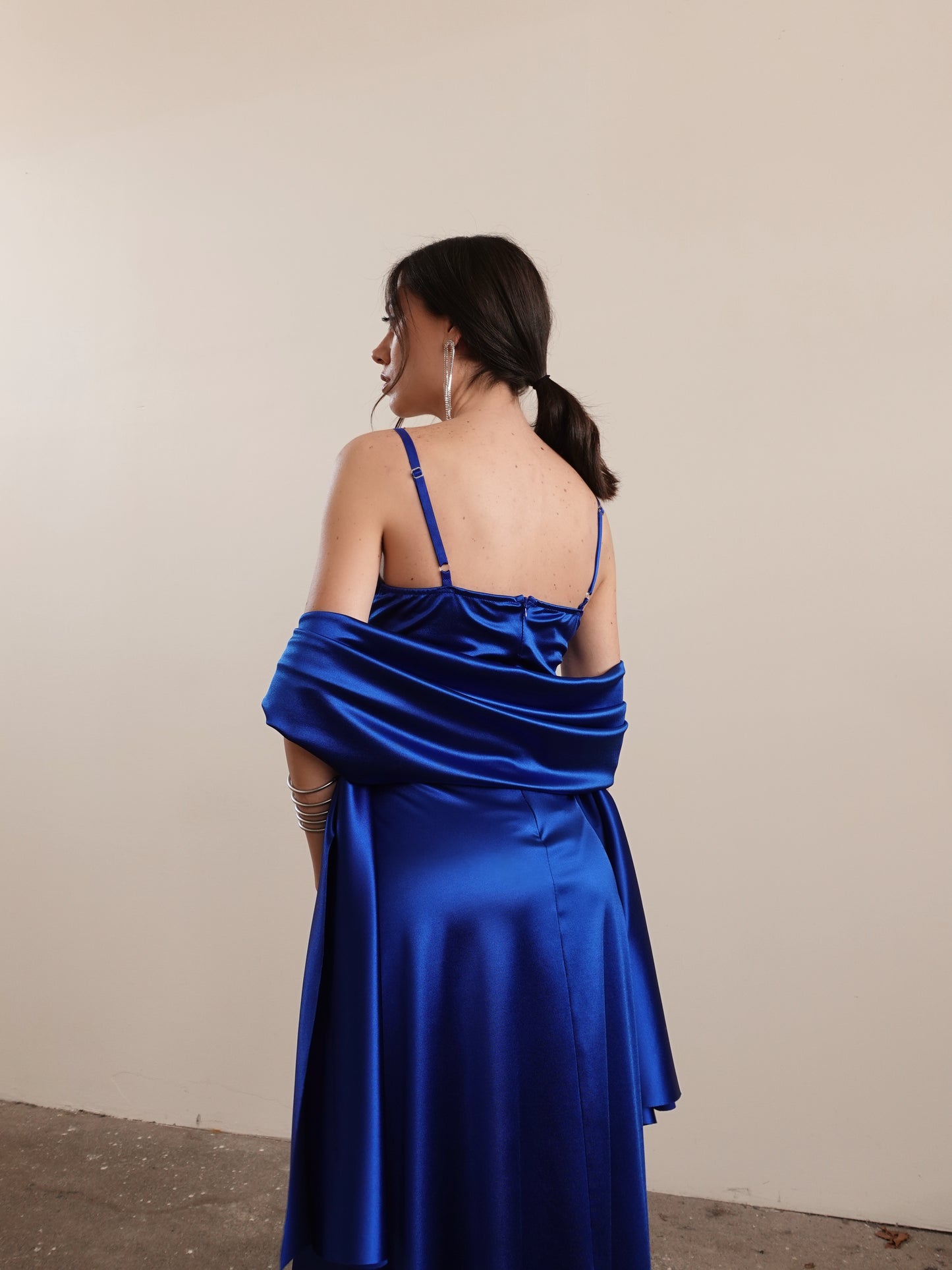 LONG DRESS ANASTASIA CON STOLA - BLU ROYAL 6075