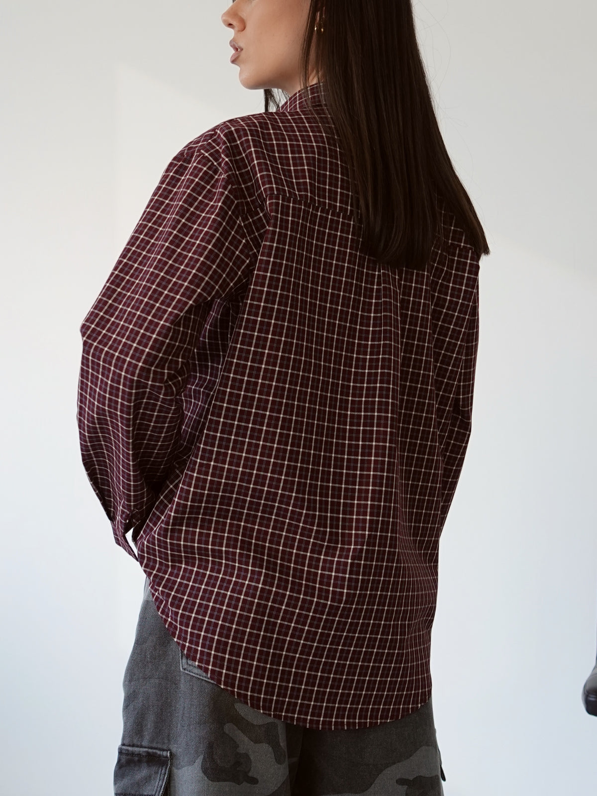 CAMICIA A QUADRETTI 100% COTONE - BURGUNDY 22189