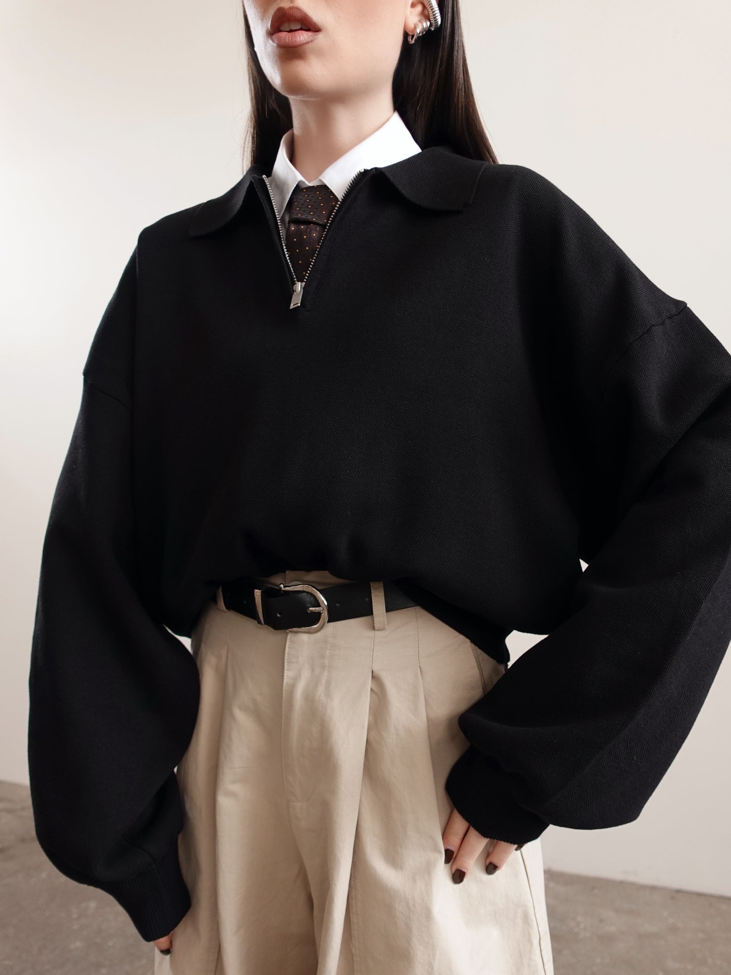 POLO CON ZIP - NERO 43037