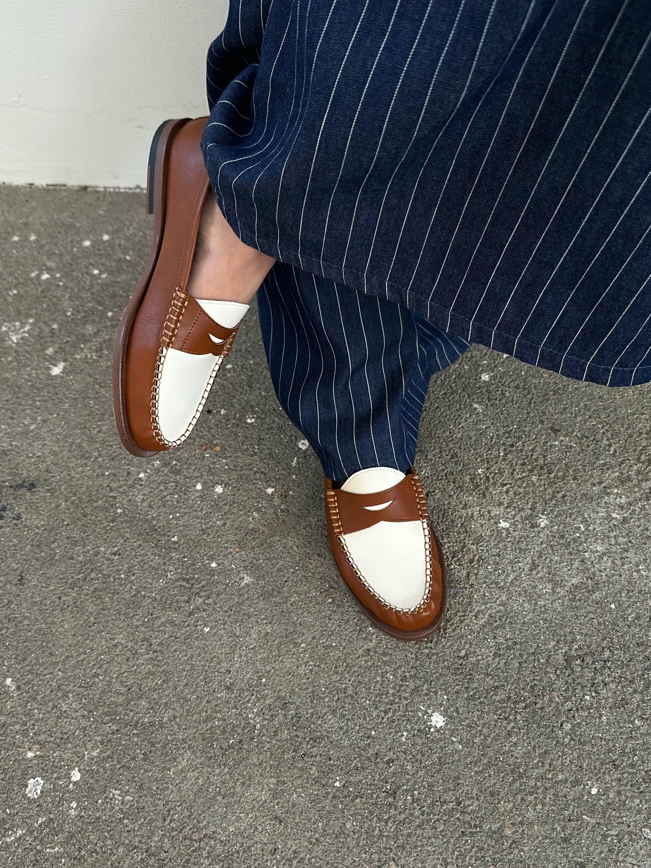MOCASSINI BICOLOR - CUOIO/PANNA 5155