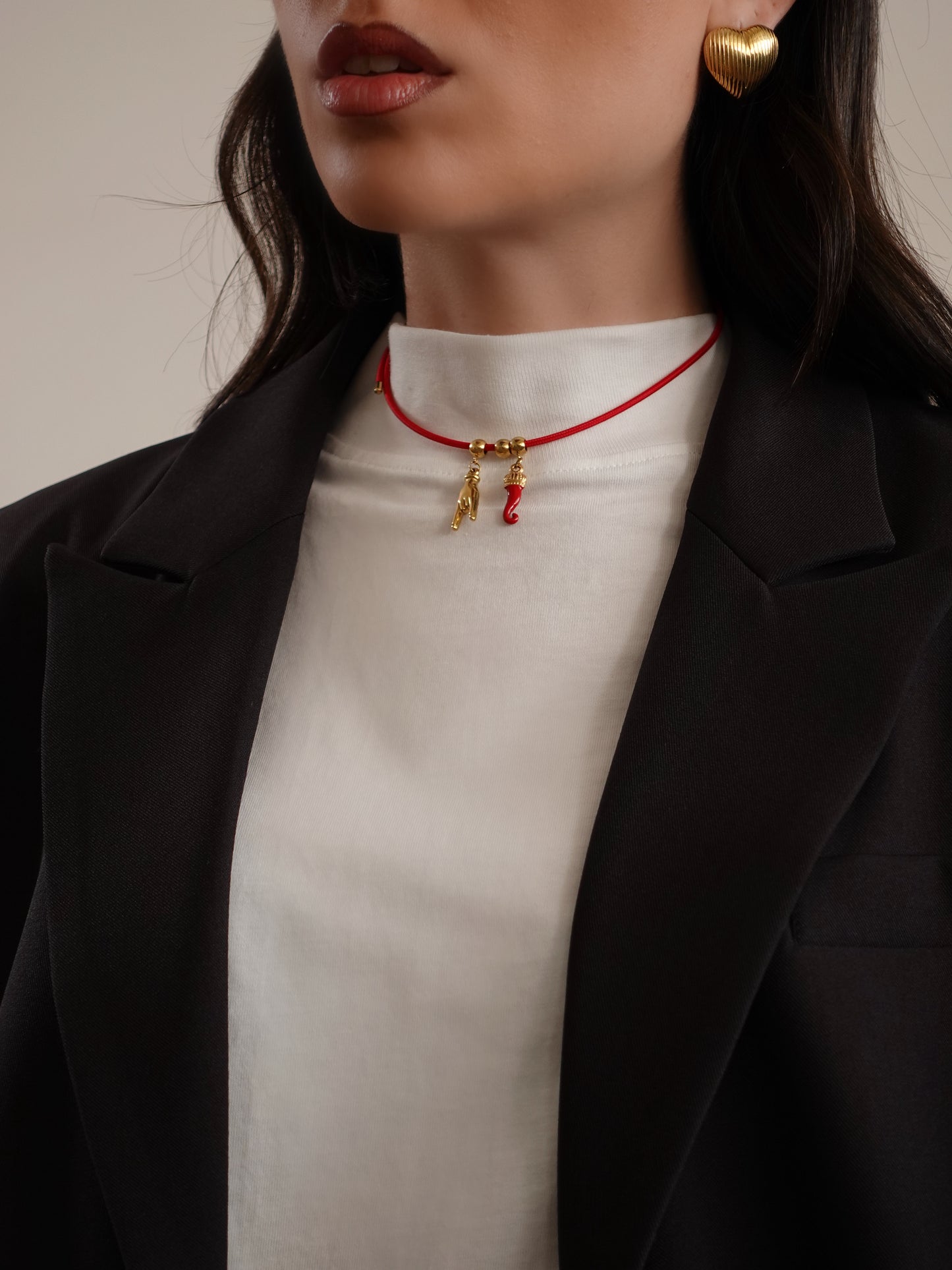 CHOKER GOOD LUCK - ROSSO/ORO
