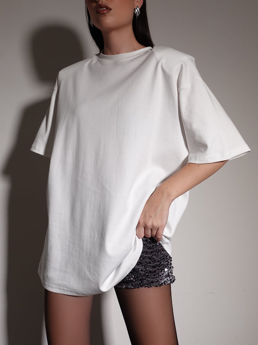 T-SHIRT OVERSIZE CON SPALLINE - BIANCO 5577