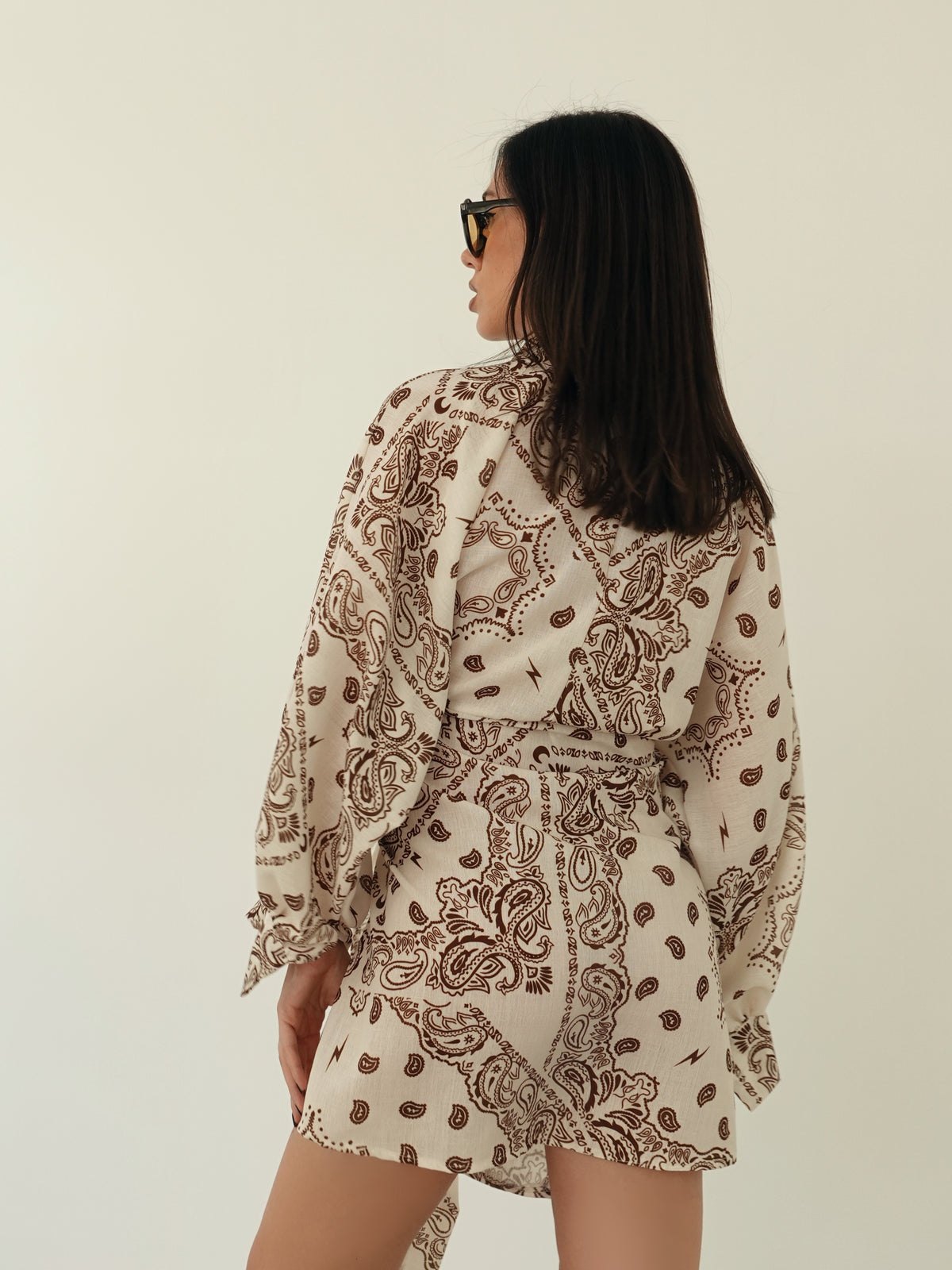 MINI DRESS BANDANA A PORTAFOGLIO  - PANNA 668088