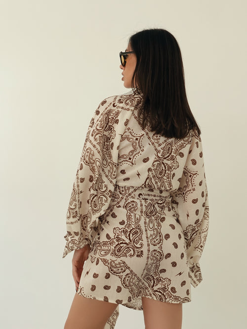 MINI DRESS BANDANA A PORTAFOGLIO  - PANNA 668088