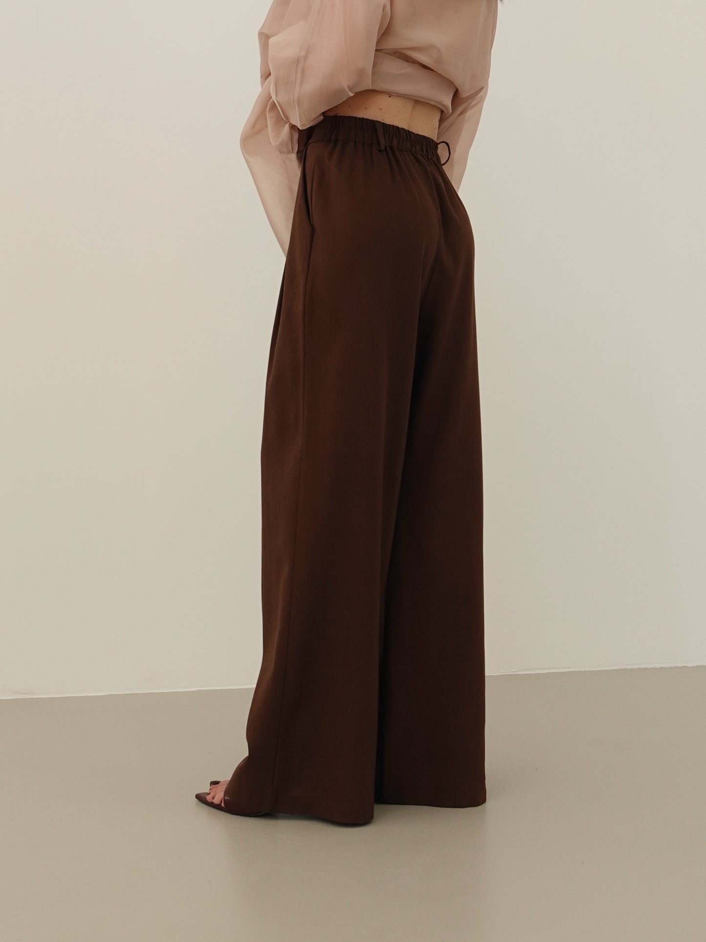 PANTALONI MISTO LINO/VISCOSA - MARRONE 5845