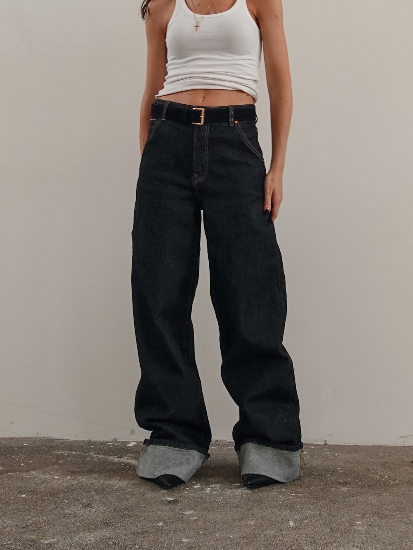 JEANS BAGGY CARPENTER CON PIEGONE - LAVAGGIO SCURO 3819