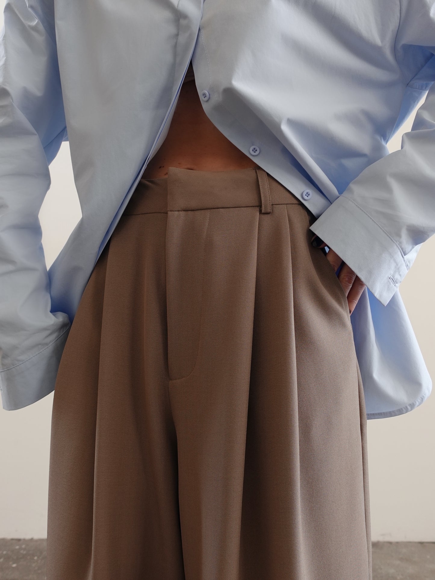 PANTALONI CLASSICI A PALAZZO - TAUPE 5698