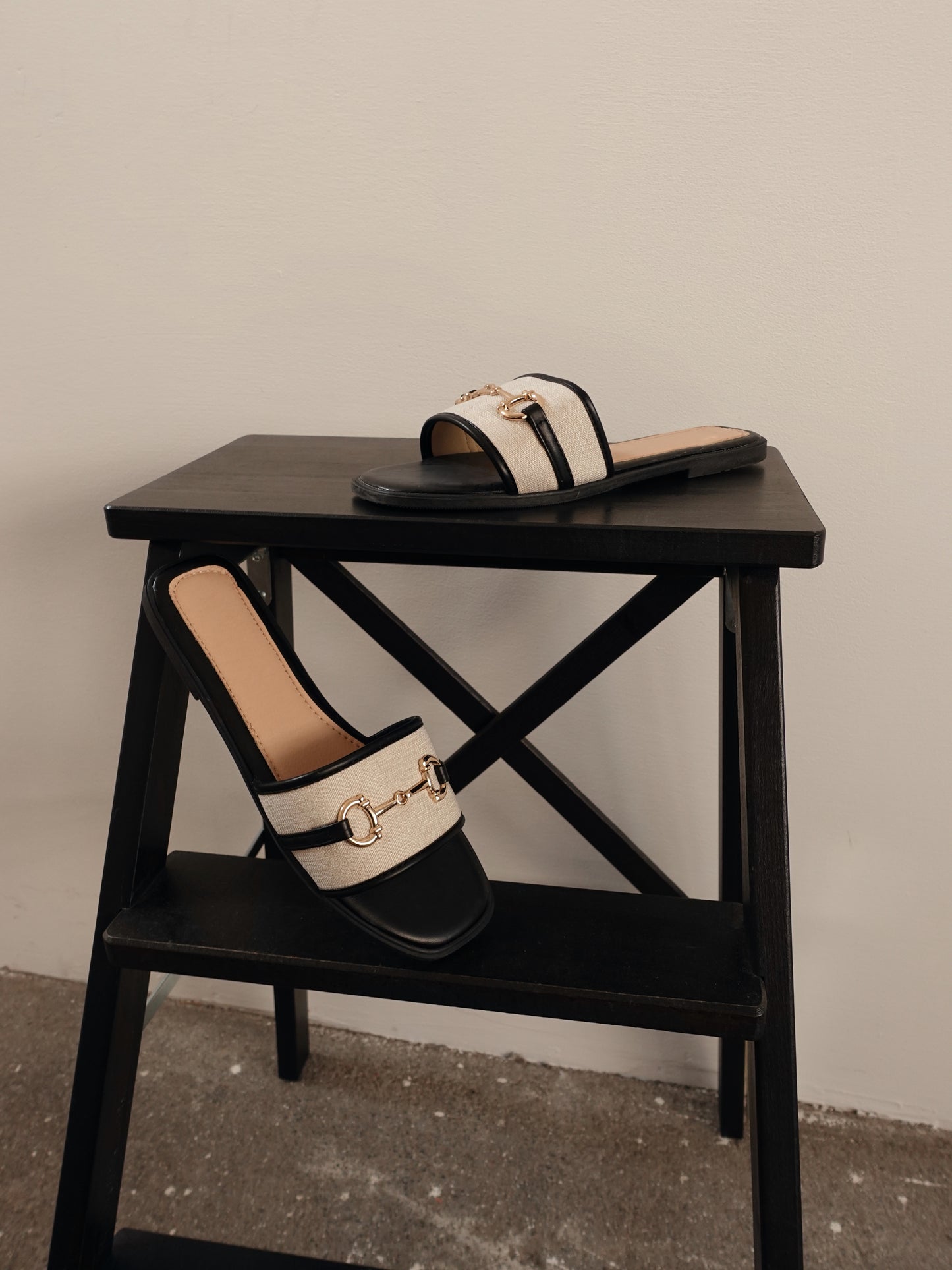 CIABATTE FLORENCE - NERO/BEIGE 98-06